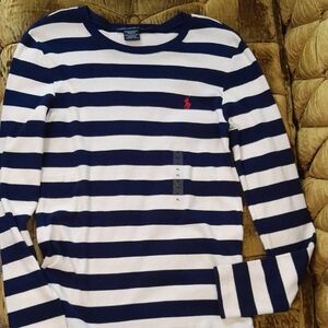 Navy and White Striped New Polo Sport Shirt